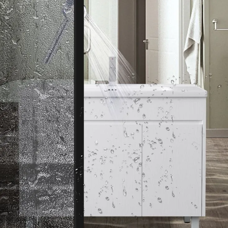 Tocador de baño independiente rectangular Juego de tocador moderno de un solo lavabo blanco Clearhalo