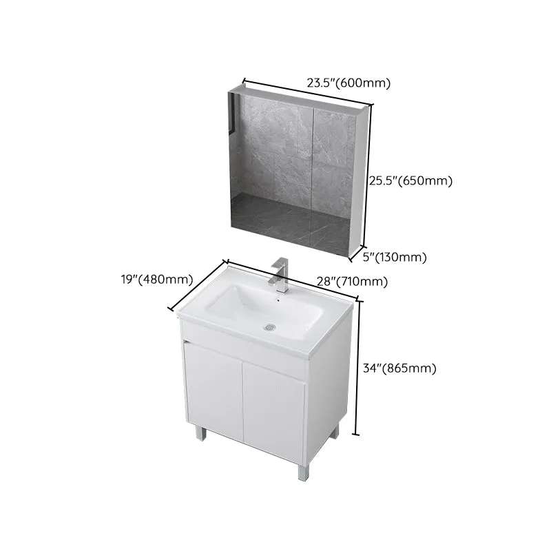 Tocador de baño independiente rectangular Juego de tocador moderno de un solo lavabo blanco Clearhalo