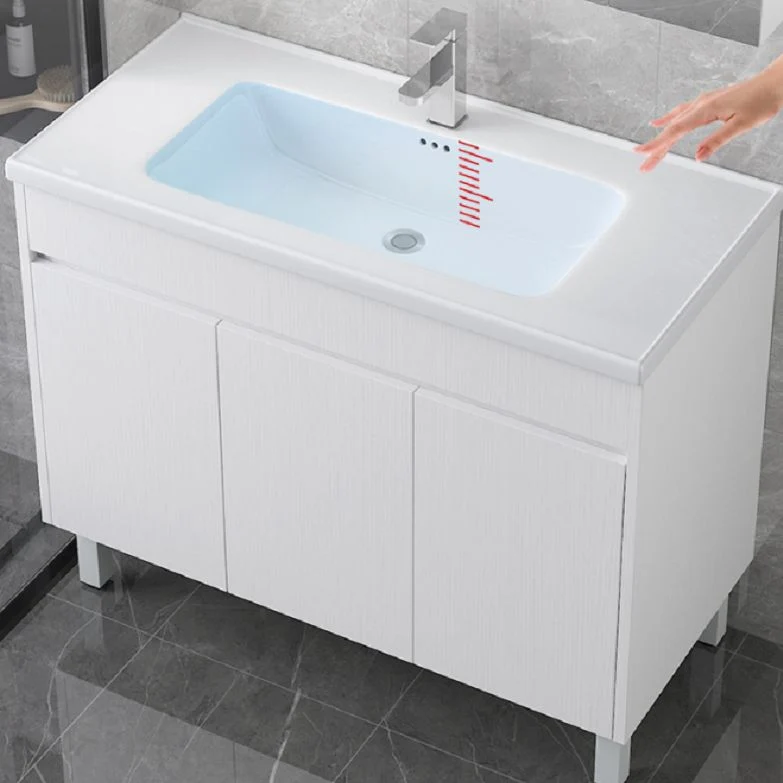 Tocador de baño independiente rectangular Juego de tocador moderno de un solo lavabo blanco Clearhalo