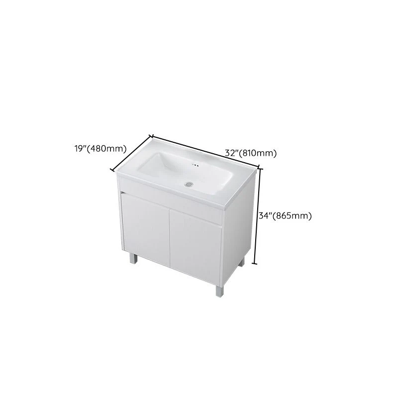 Tocador de baño independiente rectangular Juego de tocador moderno de un solo lavabo blanco Clearhalo