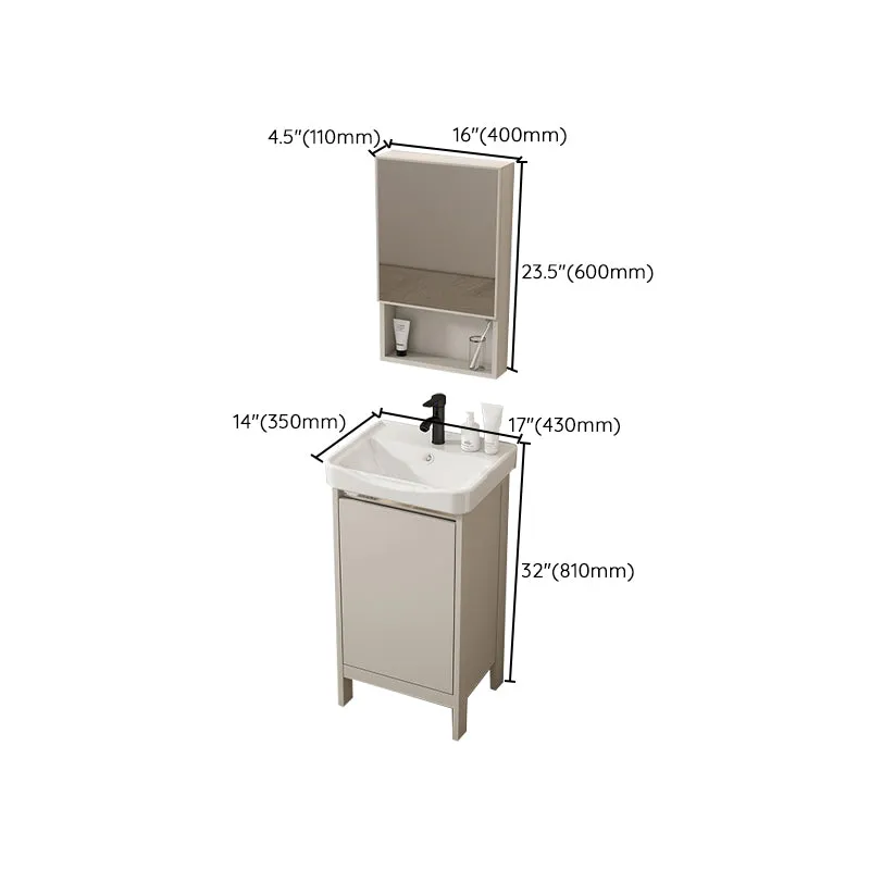 Tocador de baño independiente rectangular Juego de tocador de un solo lavabo gris moderno Clearhalo