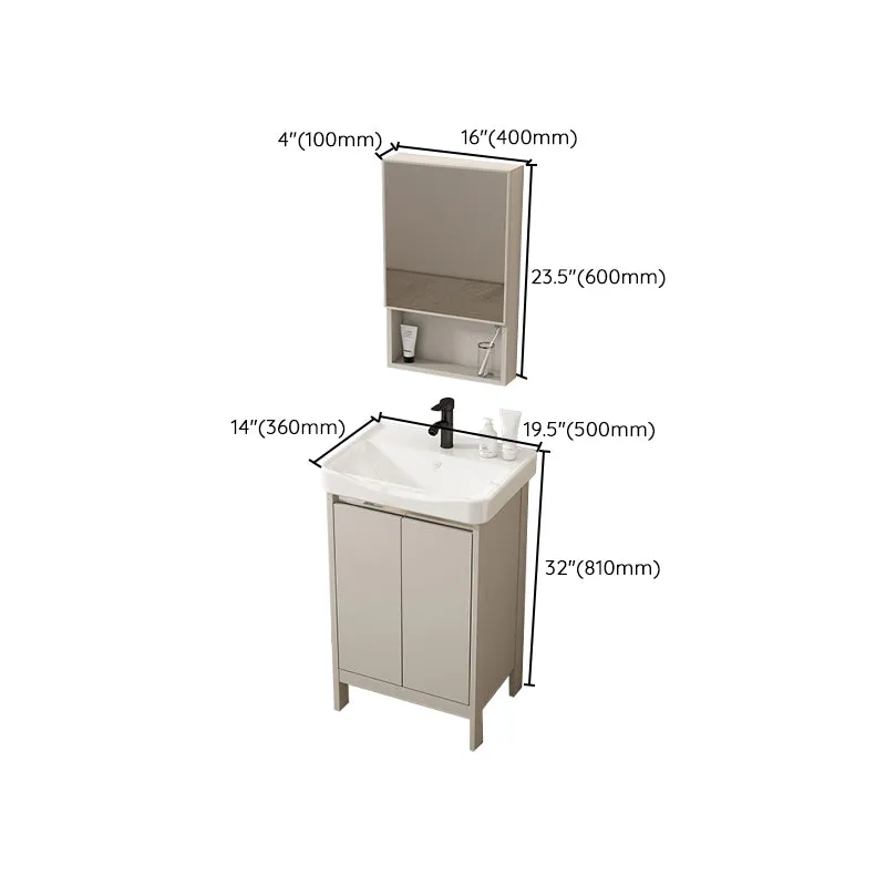 Tocador de baño independiente rectangular Juego de tocador de un solo lavabo gris moderno Clearhalo
