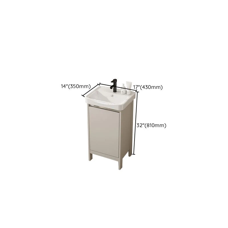 Tocador de baño independiente rectangular Juego de tocador de un solo lavabo gris moderno Clearhalo
