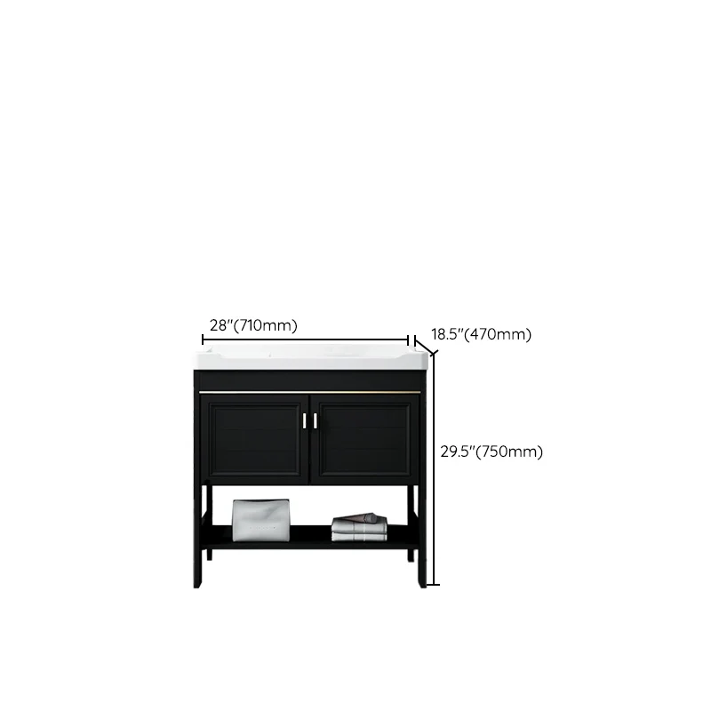 Tocador de baño individual Glam, tocador con lavabo independiente rectangular negro Clearhalo