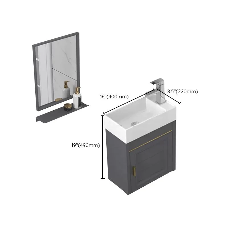 Tocador de baño individual moderno con montaje en pared, tocador de baño con tapa de cerámica Clearhalo