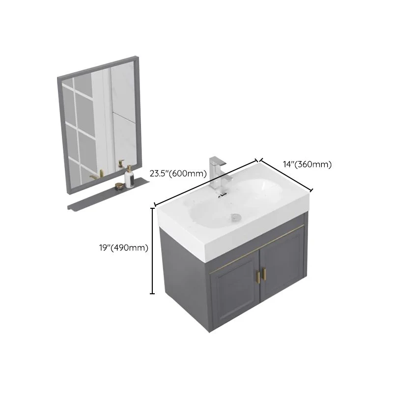 Tocador de baño individual moderno con montaje en pared, tocador de baño con tapa de cerámica Clearhalo