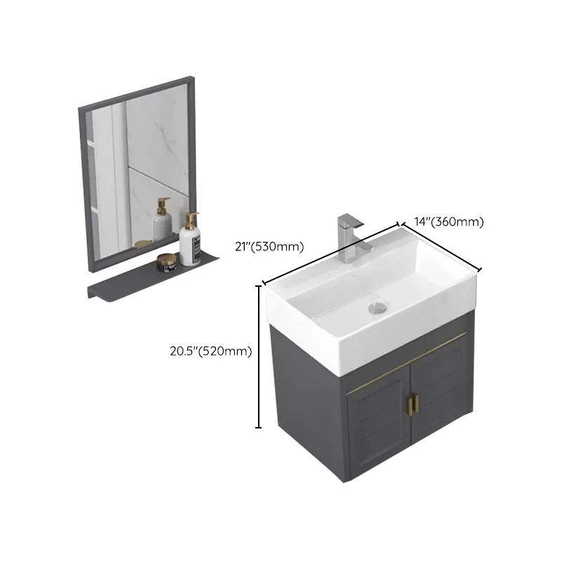Tocador de baño individual moderno con montaje en pared, tocador de baño con tapa de cerámica Clearhalo