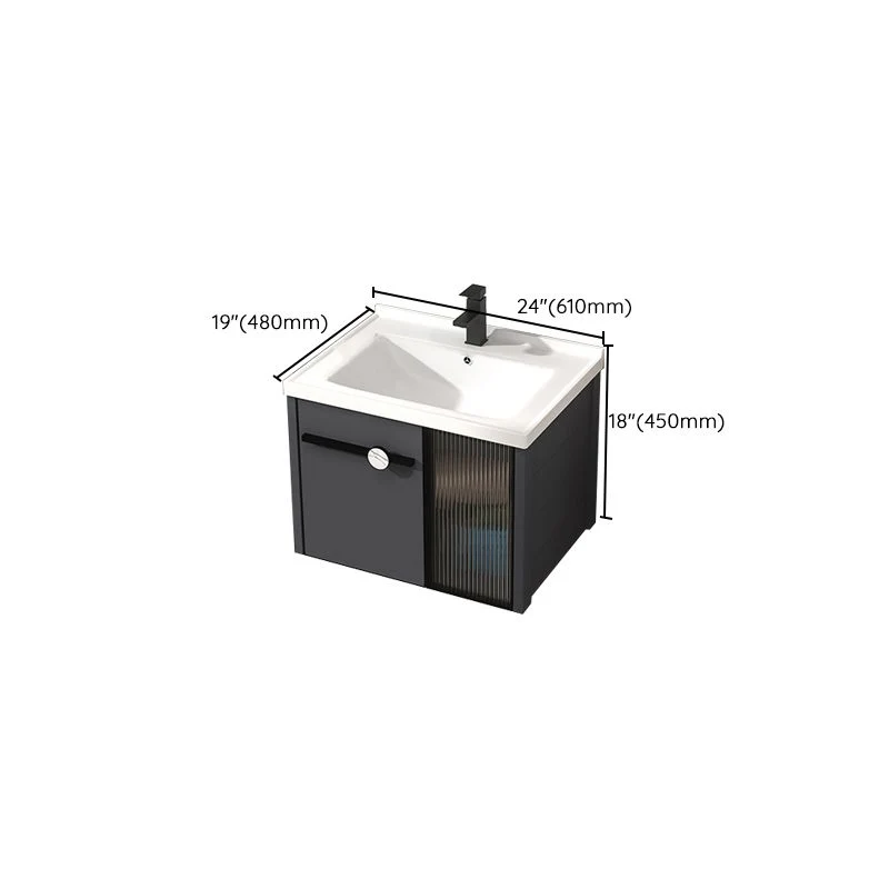 Tocador de baño individual rectangular moderno juego de tocador con base de metal gris oscuro Clearhalo