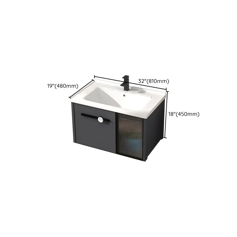 Tocador de baño individual rectangular moderno juego de tocador con base de metal gris oscuro Clearhalo