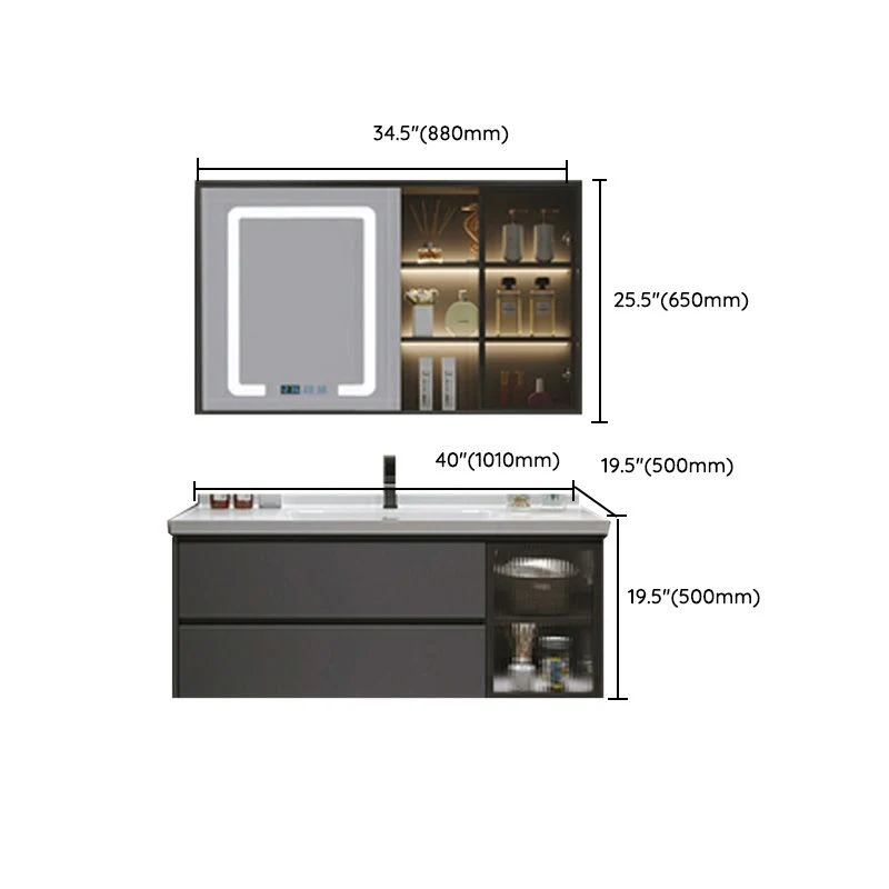 Tocador de baño de moda, estante abierto de montaje en pared, lavabo individual con puerta de cierre suave Clearhalo