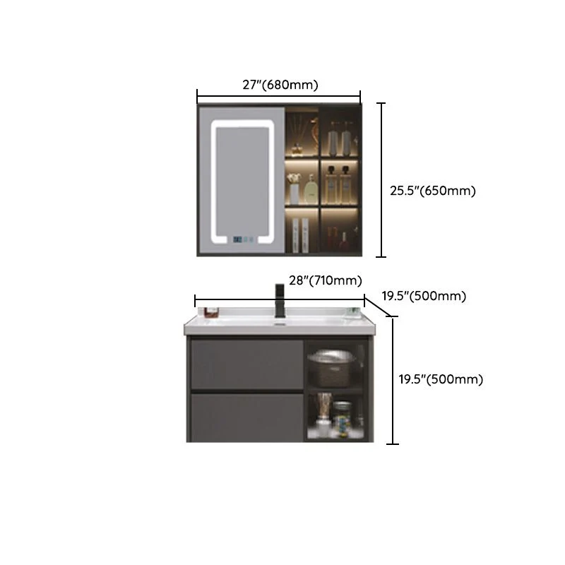Tocador de baño de moda, estante abierto de montaje en pared, lavabo individual con puerta de cierre suave Clearhalo