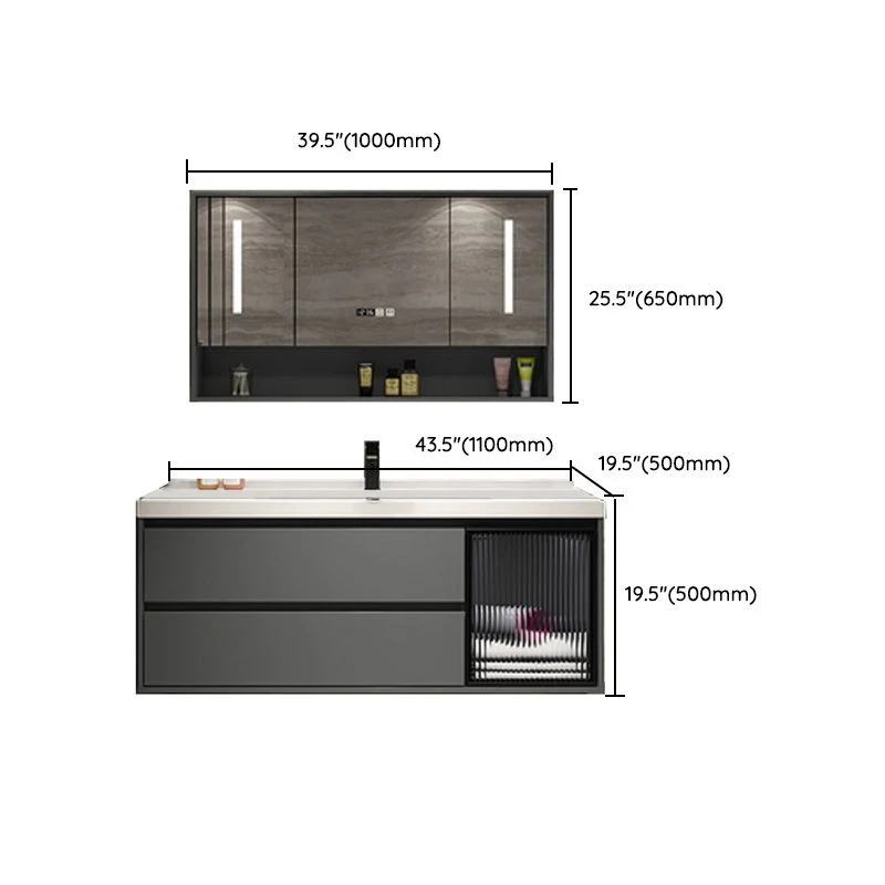 Tocador de baño de moda, estante abierto de montaje en pared, lavabo individual con puerta de cierre suave Clearhalo