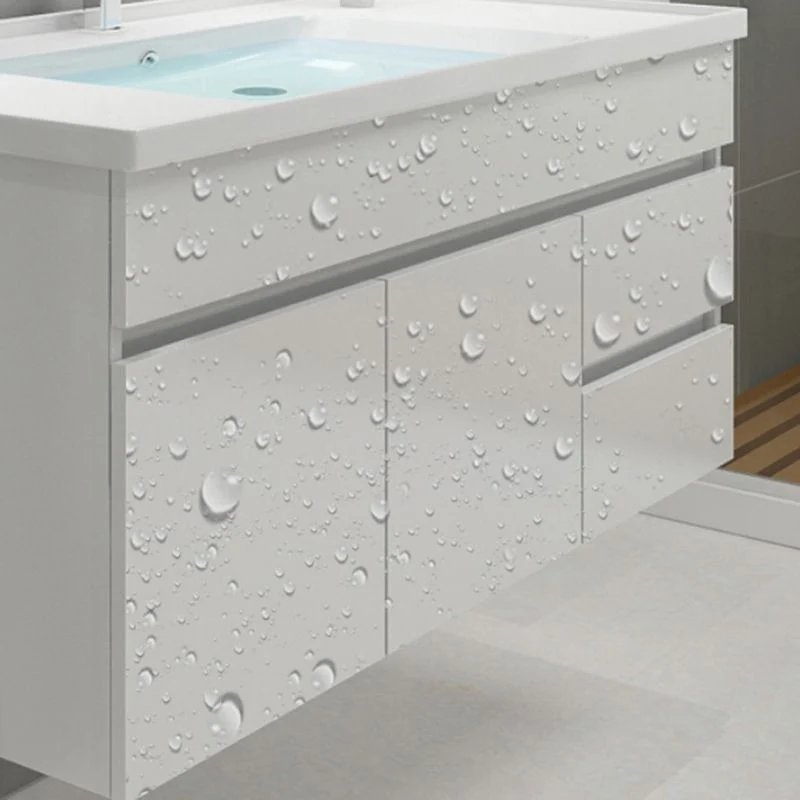Tocador de baño moderno, cajones para lavabo, grifo rectangular, espejo, juego de tocador para baño Clearhalo