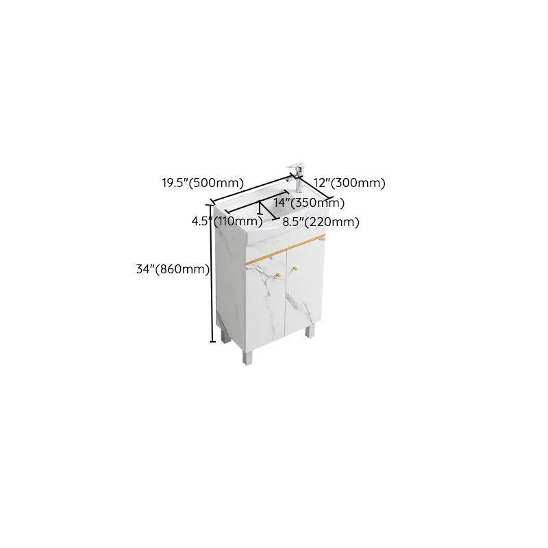 Tocador de baño moderno con lavabo individual, juego de tocador rectangular con tapa de cerámica blanca Clearhalo