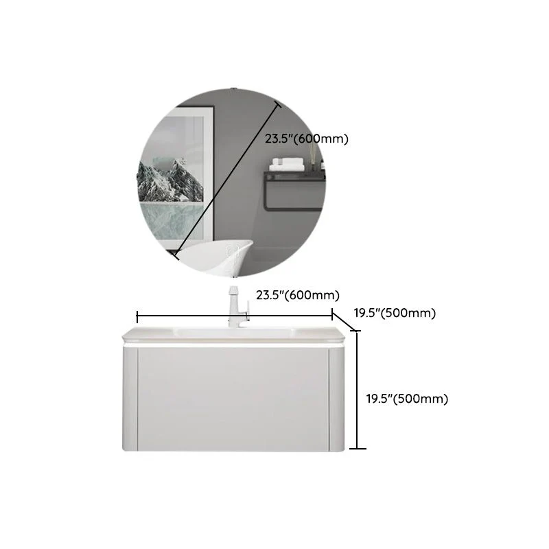 Tocador de baño moderno, gabinete independiente montado en la pared con tapa de cerámica y estantes incluidos Clearhalo