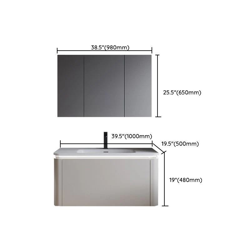 Tocador de baño moderno, lavabo rectangular de montaje en pared con puerta de cierre suave Clearhalo