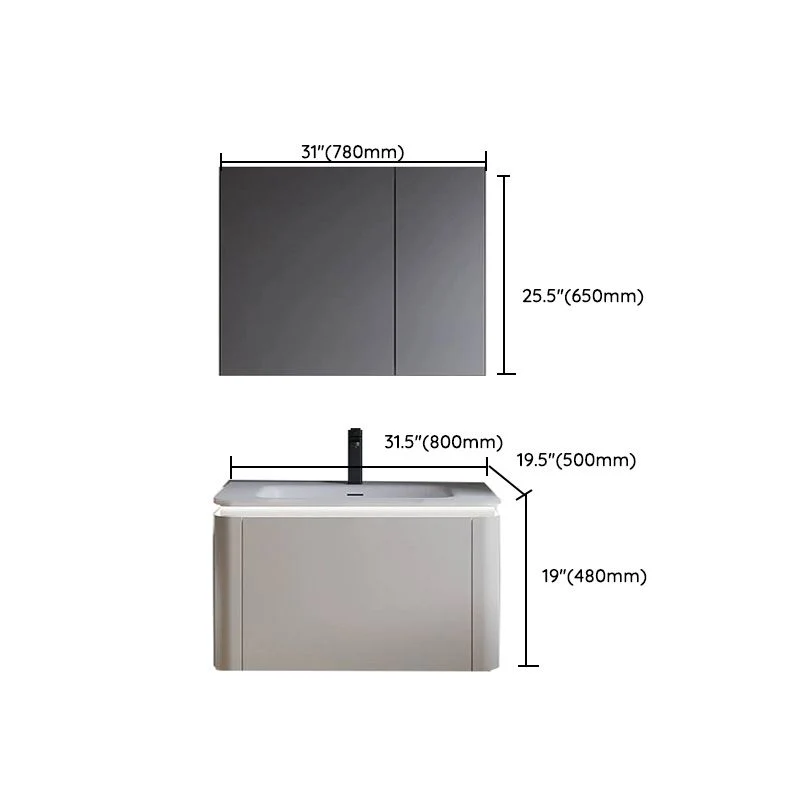 Tocador de baño moderno, lavabo rectangular de montaje en pared con puerta de cierre suave Clearhalo