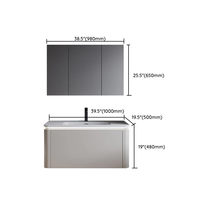 Tocador de baño moderno, lavabo rectangular de montaje en pared con puerta de cierre suave Clearhalo