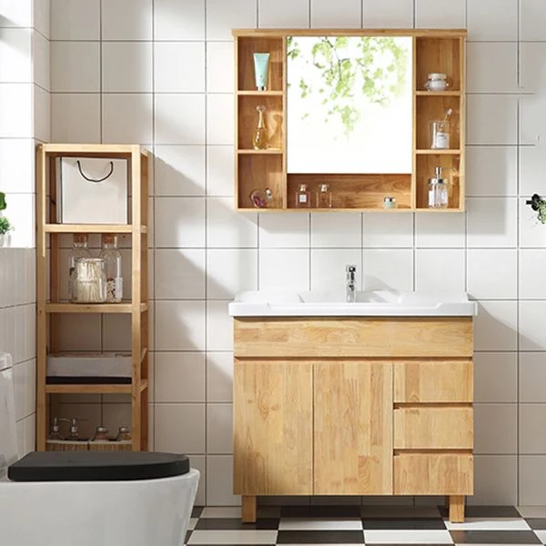 Tocador de baño moderno de madera, lavabo independiente con espejo Clearhalo
