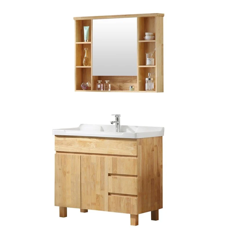 Tocador de baño moderno de madera, lavabo independiente con espejo Clearhalo