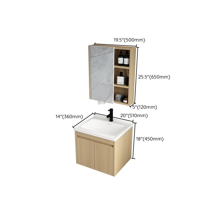 Tocador de baño moderno de mediados de siglo, lavabo de baño con montaje en pared, tocador con espejo Blanco Clearhalo