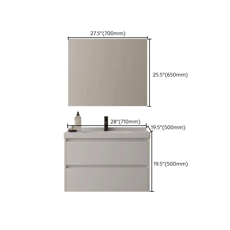 Tocador de baño moderno de montaje en pared Juego de tocador de un solo lavabo de cerámica blanca Clearhalo