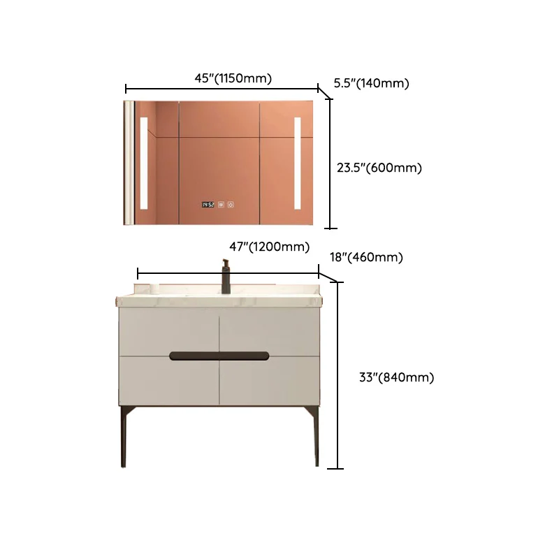 Tocador de baño moderno, placa para salpicaduras superior de cerámica estándar independiente incluida Clearhalo