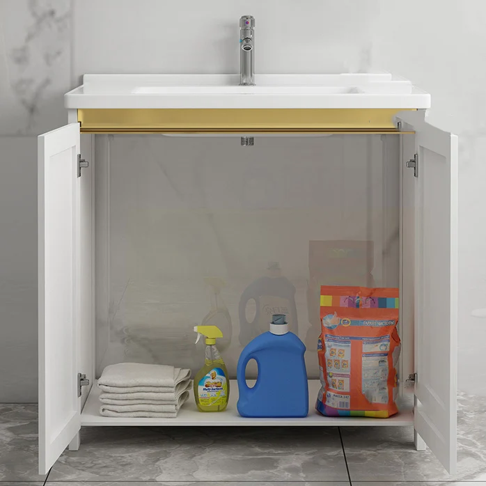 Tocador de baño moderno Tocador de lavabo independiente rectangular individual blanco Clearhalo