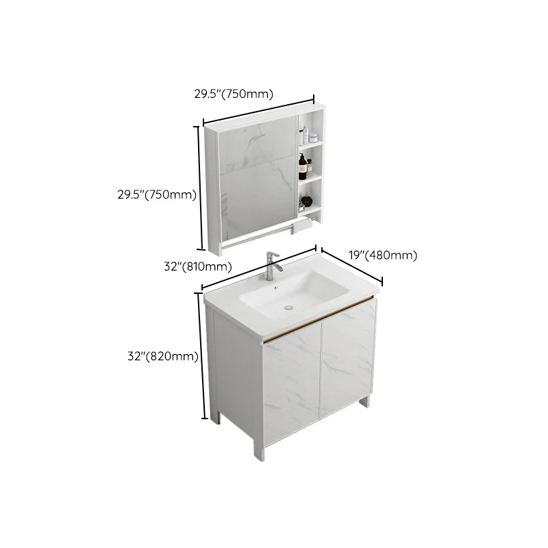 Tocador de baño moderno Tocador de lavabo independiente rectangular individual blanco Clearhalo