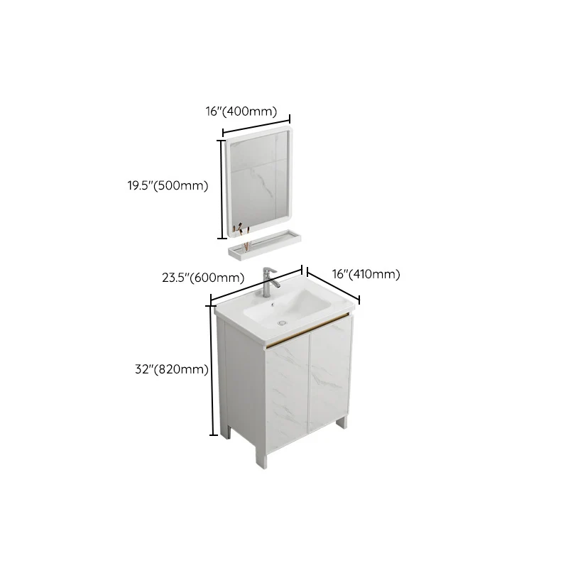 Tocador de baño moderno Tocador de lavabo independiente rectangular individual blanco Clearhalo
