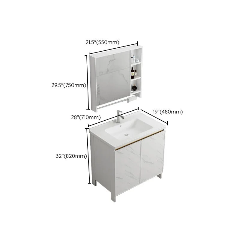 Tocador de baño moderno Tocador de lavabo independiente rectangular individual blanco Clearhalo