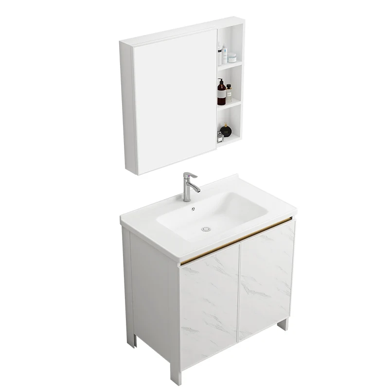Tocador de baño moderno Tocador de lavabo independiente rectangular individual blanco Clearhalo