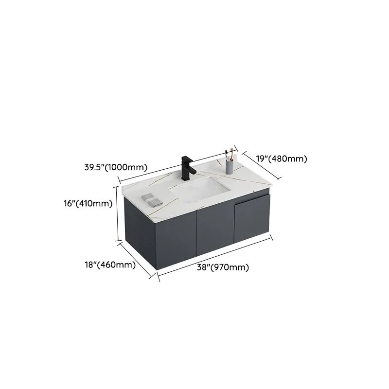 Tocador de baño montado en la pared, moderno juego de tocador de metal con lavabo incluido Clearhalo