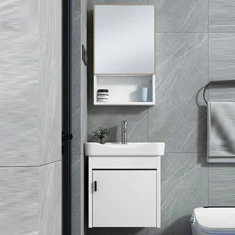 Tocador de baño montado en la pared Tocador moderno de un solo lavabo que ahorra espacio Clearhalo