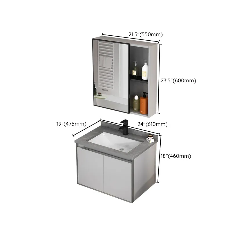 Tocador de baño de montaje en pared, grifo moderno incluido, juego de tocador de baño Clearhalo