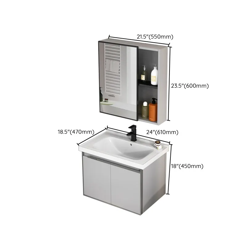 Tocador de baño de montaje en pared, grifo moderno incluido, juego de tocador de baño Clearhalo
