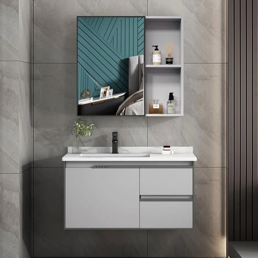 Tocador de baño de montaje en pared, grifo moderno incluido, juego de tocador de baño Clearhalo