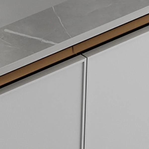 Tocador de baño de montaje en pared Juego de tocador con marco de metal de un solo lavabo gris moderno Clearhalo