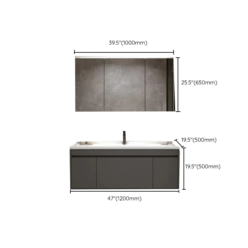 Tocador de baño de montaje en pared Juego de tocador de baño moderno con espejo Clearhalo