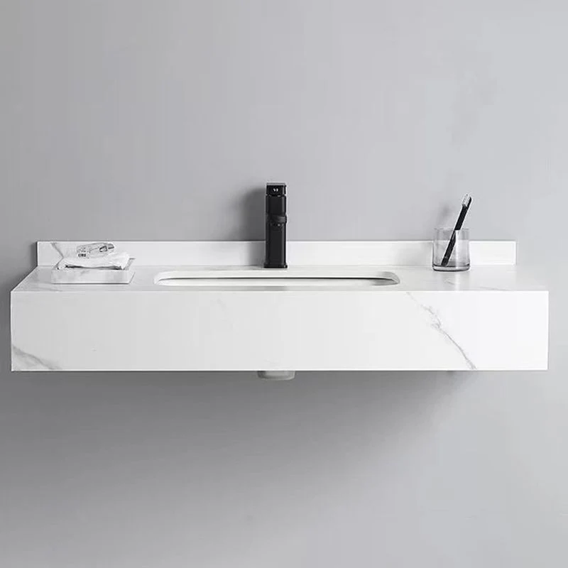 Tocador de baño de piedra Tocador moderno que ahorra espacio para el baño Clearhalo