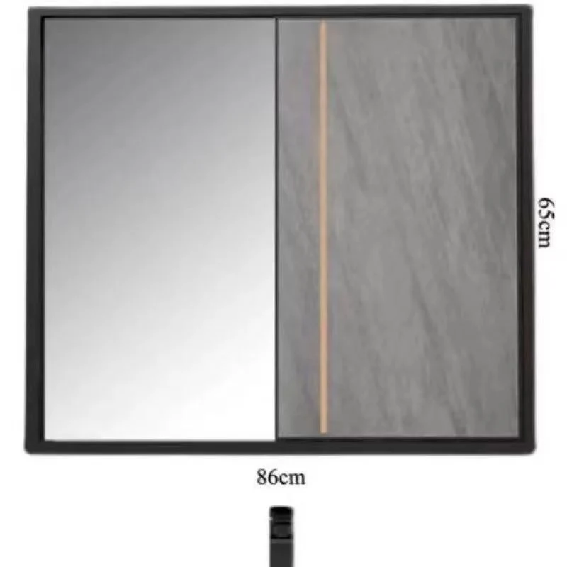Tocador de baño de 2 puertas, espejo gris, juego de tocador de montaje en pared con tapa de cerámica y lavabo individual C...