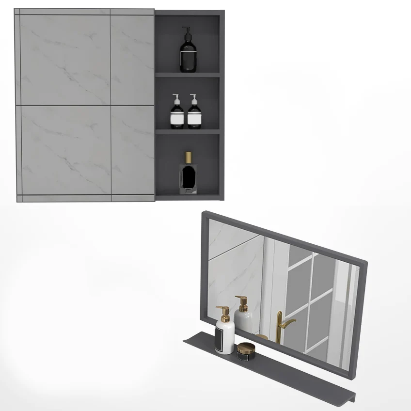 Tocador de baño rectangular con base metálica para montaje en pared con lavabo individual Glam Clearhalo