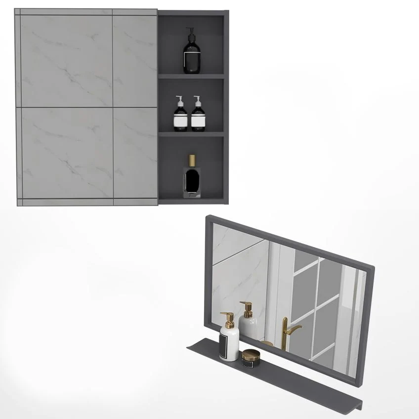 Tocador de baño rectangular con base metálica para montaje en pared con lavabo individual Glam Clearhalo