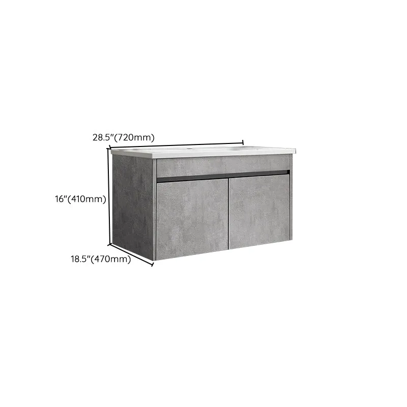 Tocador de baño rectangular con lavabo individual, moderno juego de tocador de cerámica para montaje en pared Clearhalo