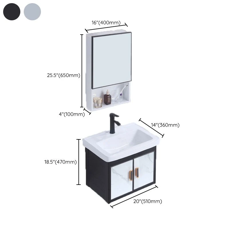 Tocador de baño rectangular Glam, montaje en pared, espejo para lavabo individual, juego de tocador de baño Clearhalo