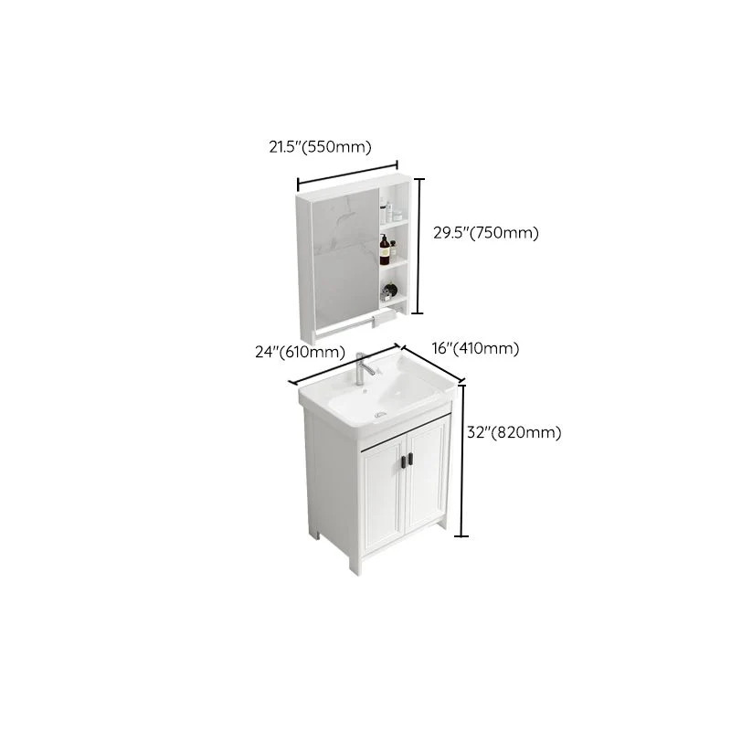 Tocador de baño rectangular individual de cerámica con lavabo blanco moderno Clearhalo