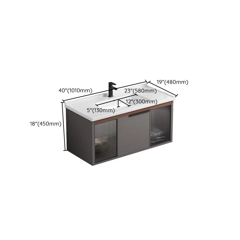 Tocador de baño rectangular moderno con marco de metal y lavabo de un solo lavabo Clearhalo