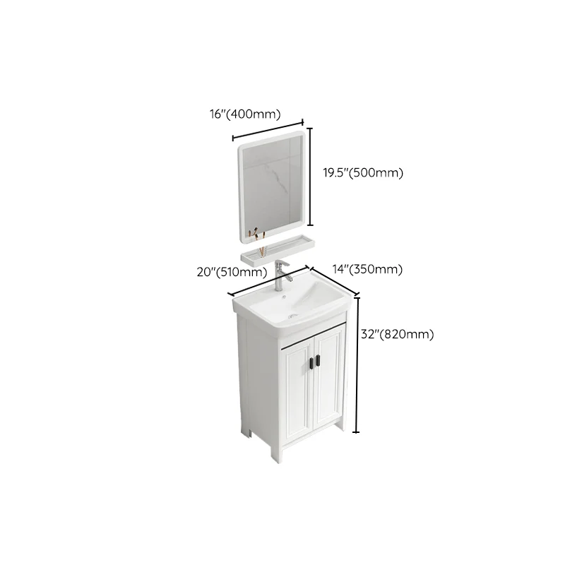 Tocador de baño rectangular moderno, lavabo independiente de cerámica blanca Clearhalo
