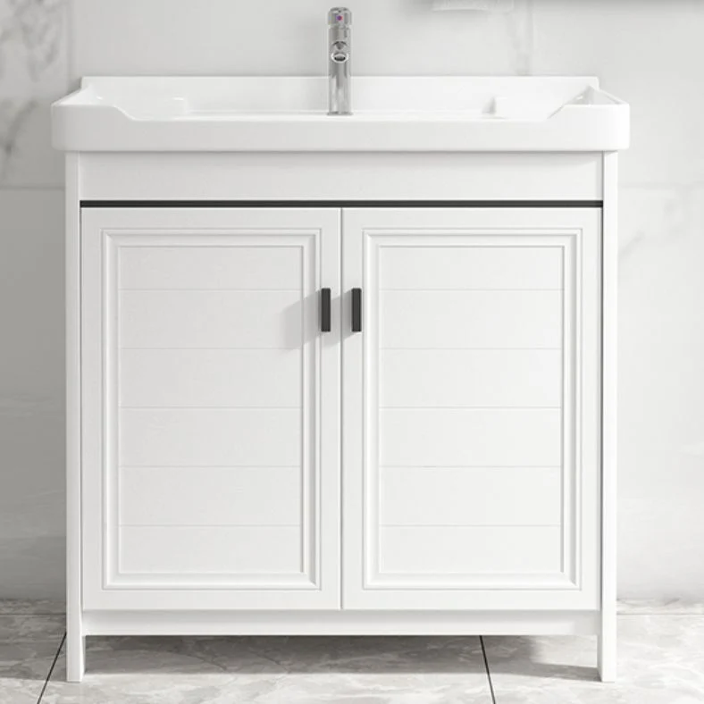 Tocador de baño rectangular moderno, lavabo independiente de cerámica blanca Clearhalo