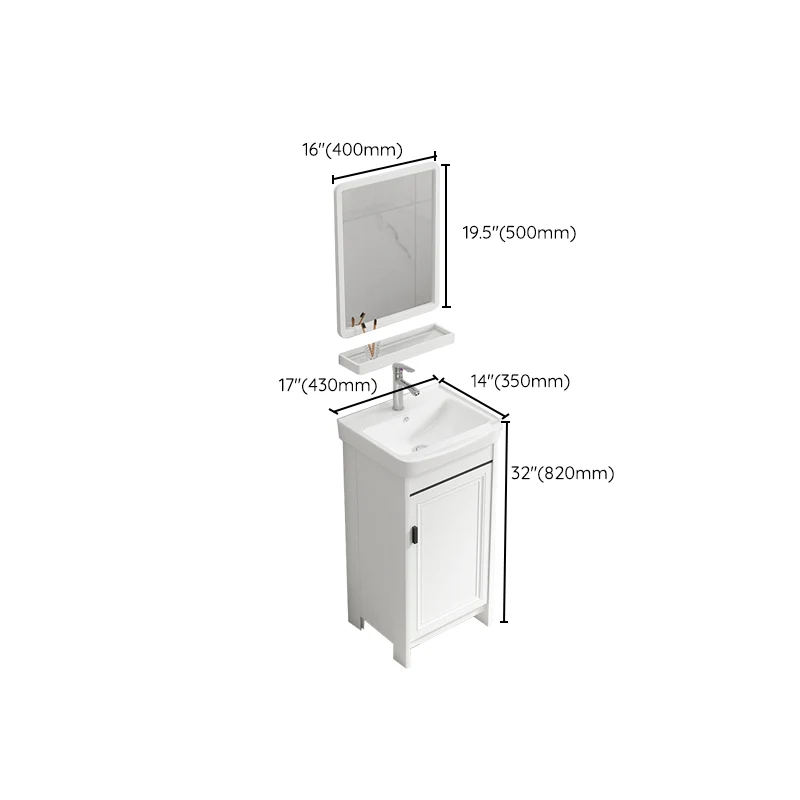 Tocador de baño rectangular moderno, lavabo independiente de cerámica blanca Clearhalo